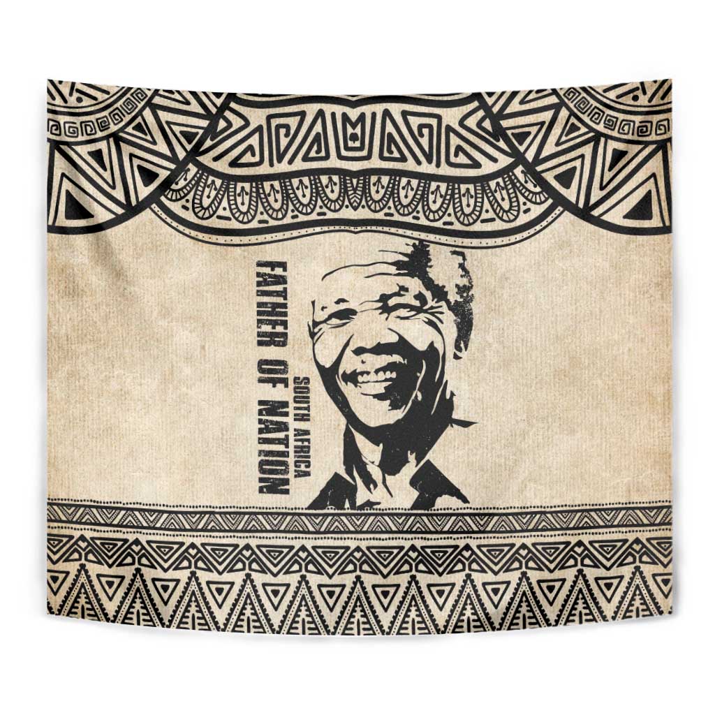South Africa Nelson Mandela - Father Of Nation Tapestry Vintage African Pattern