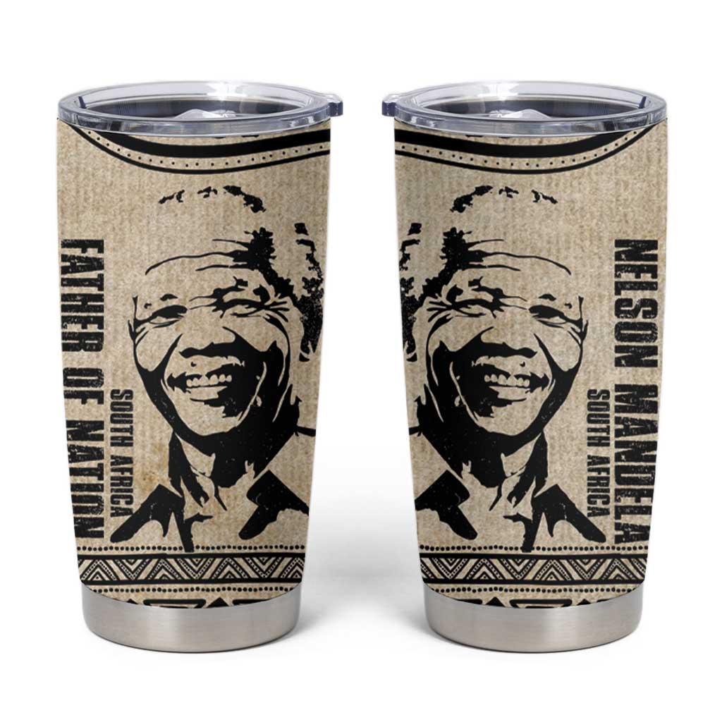 South Africa Nelson Mandela - Father Of Nation Tumbler Cup Vintage African Pattern