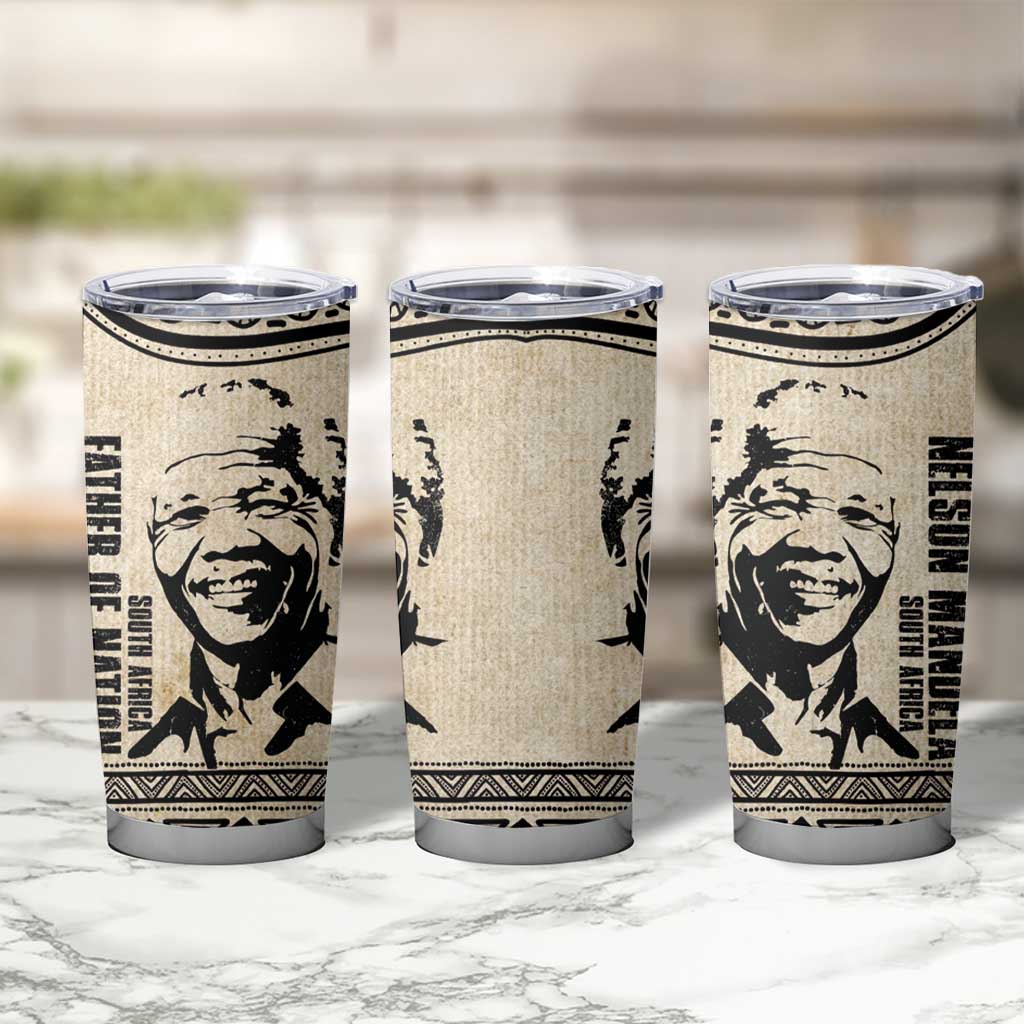 South Africa Nelson Mandela - Father Of Nation Tumbler Cup Vintage African Pattern