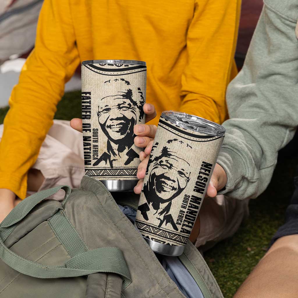 South Africa Nelson Mandela - Father Of Nation Tumbler Cup Vintage African Pattern