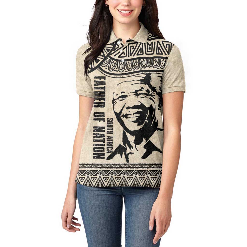 South Africa Nelson Mandela - Father Of Nation Women Polo Shirt Vintage African Pattern