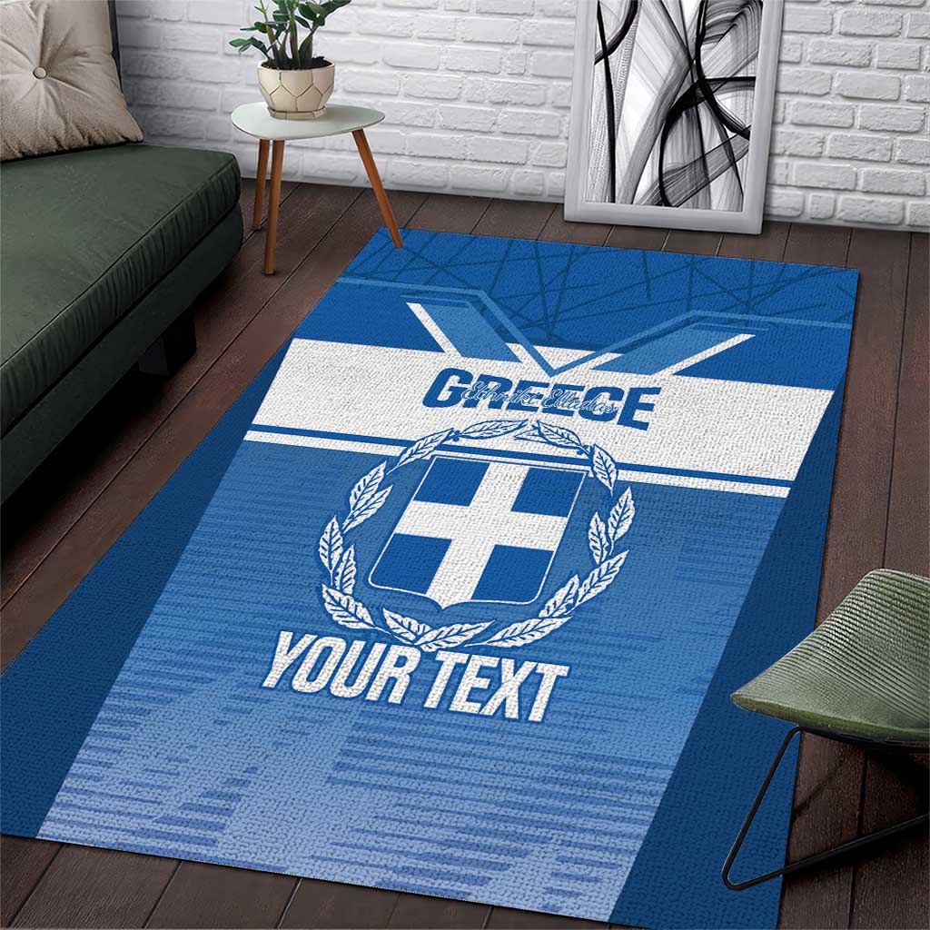 Custom Greece Football Area Rug Go Ethniki Coat Of Arms Style