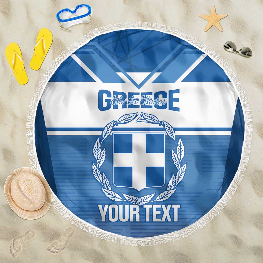 Custom Greece Football Beach Blanket Go Ethniki Coat Of Arms Style