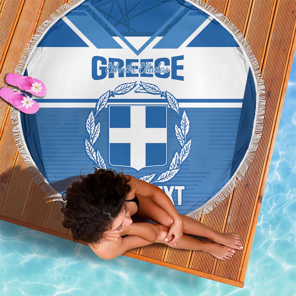 Custom Greece Football Beach Blanket Go Ethniki Coat Of Arms Style