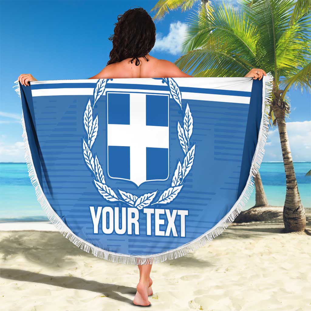 Custom Greece Football Beach Blanket Go Ethniki Coat Of Arms Style