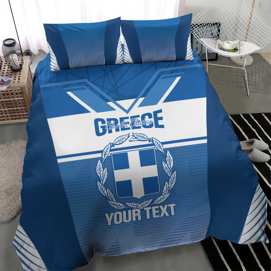 Custom Greece Football Bedding Set Go Ethniki Coat Of Arms Style