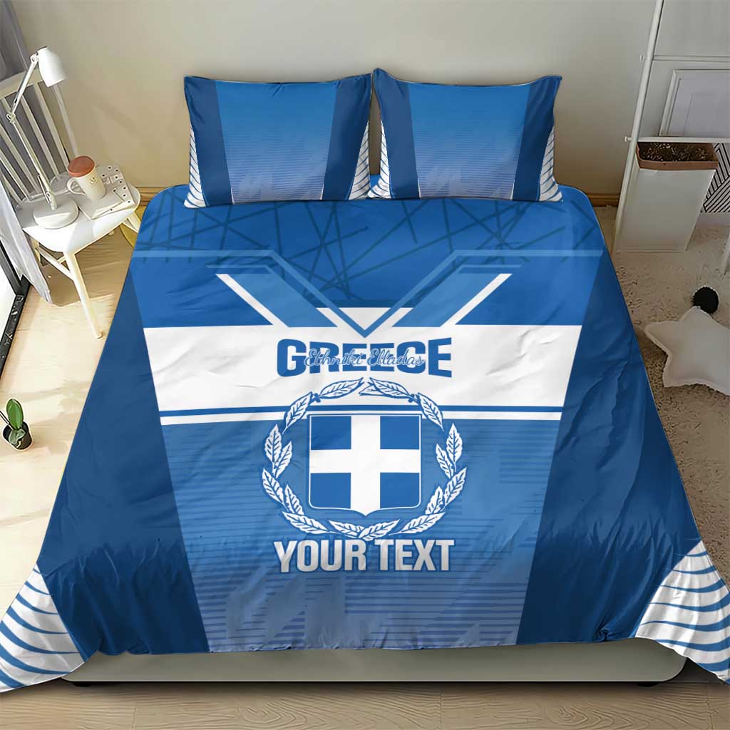 Custom Greece Football Bedding Set Go Ethniki Coat Of Arms Style