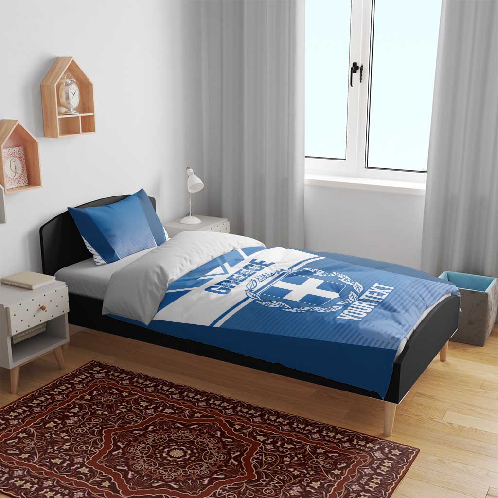 Custom Greece Football Bedding Set Go Ethniki Coat Of Arms Style