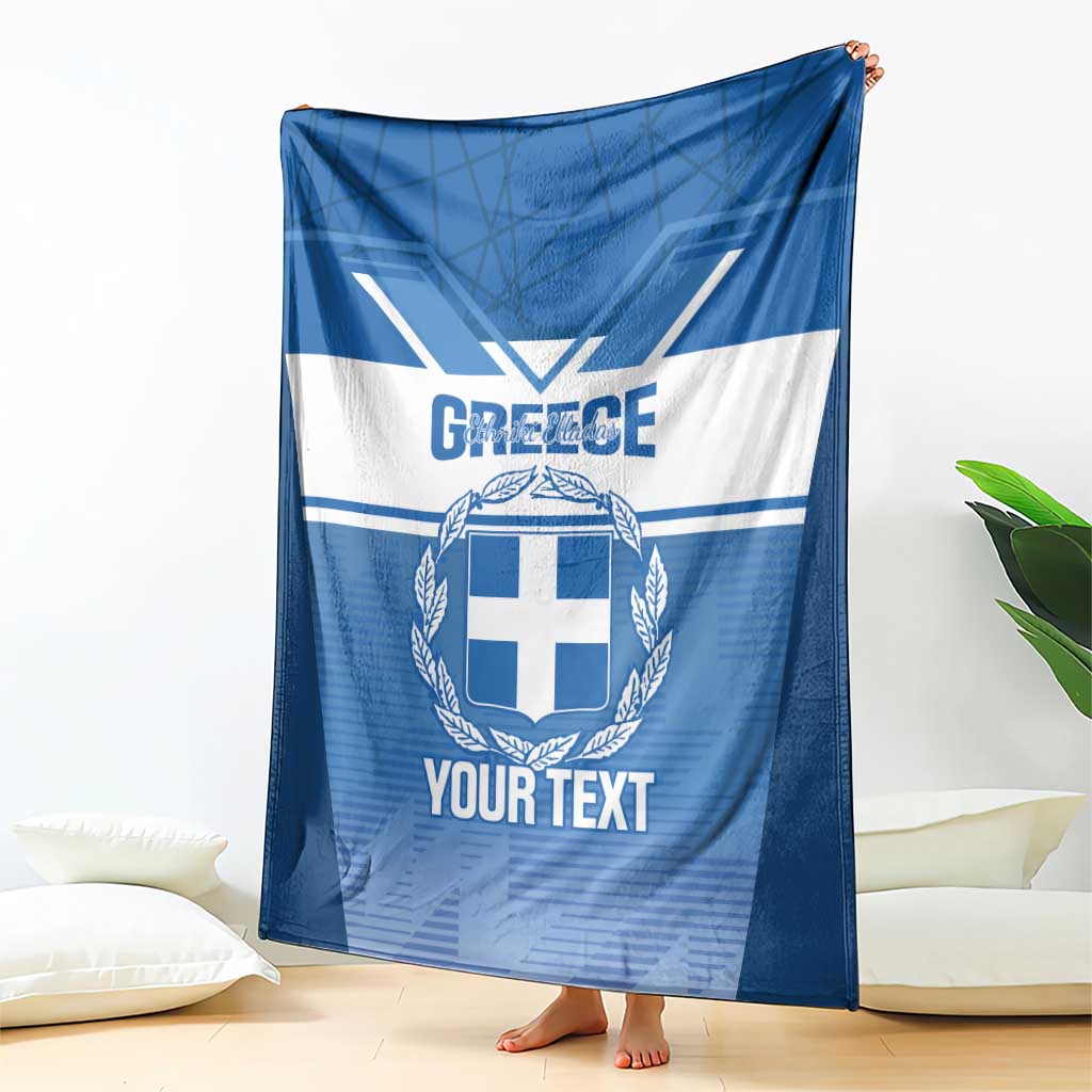 Custom Greece Football Blanket Go Ethniki Coat Of Arms Style