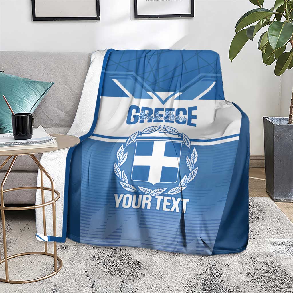 Custom Greece Football Blanket Go Ethniki Coat Of Arms Style