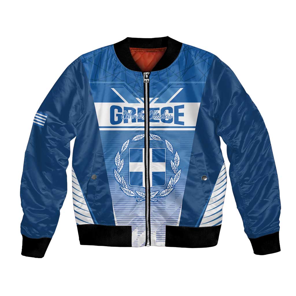 Custom Greece Football Bomber Jacket Go Ethniki Coat Of Arms Style