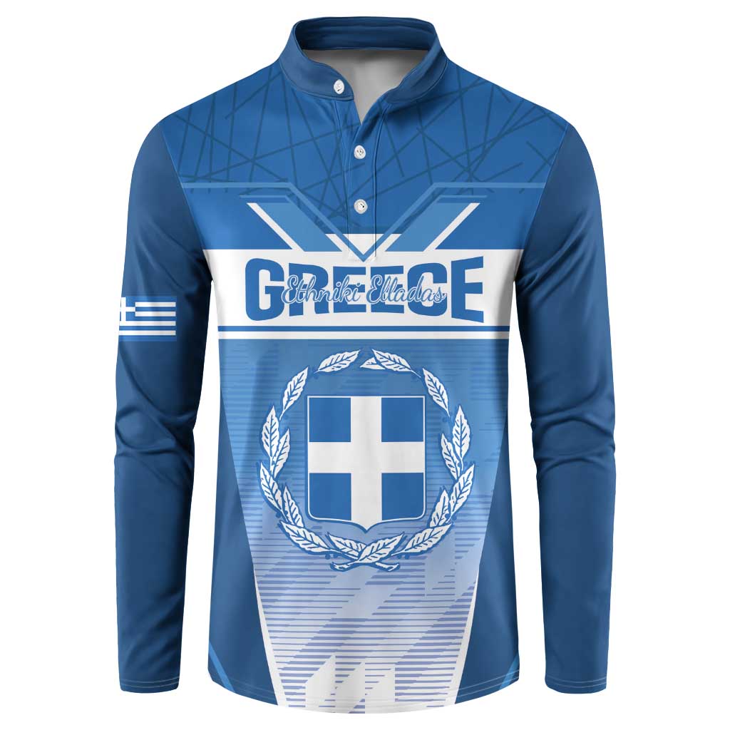 Custom Greece Football Button Sweatshirt Go Ethniki Coat Of Arms Style