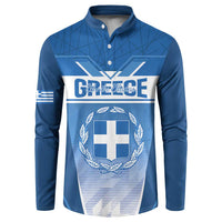 Custom Greece Football Button Sweatshirt Go Ethniki Coat Of Arms Style