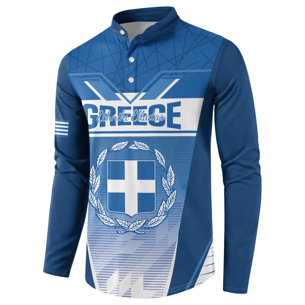 Custom Greece Football Button Sweatshirt Go Ethniki Coat Of Arms Style