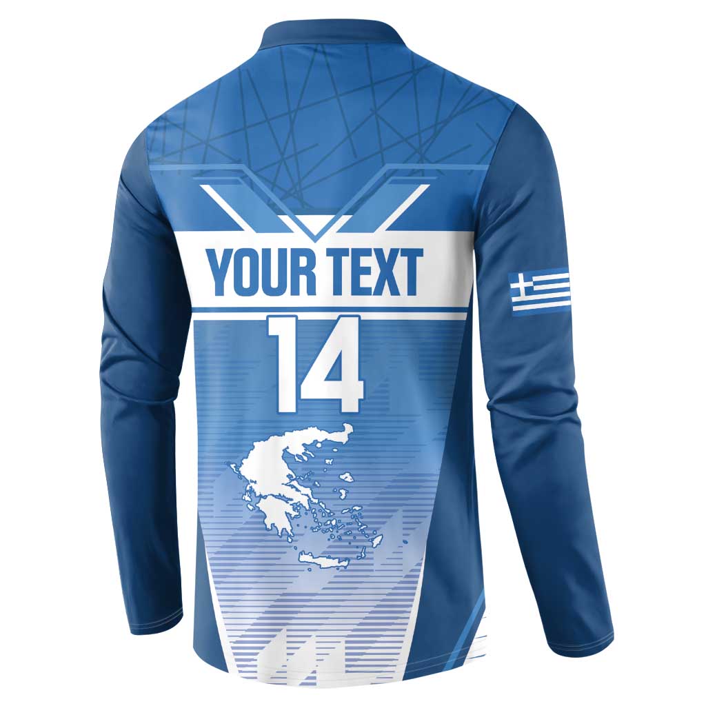 Custom Greece Football Button Sweatshirt Go Ethniki Coat Of Arms Style