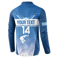 Custom Greece Football Button Sweatshirt Go Ethniki Coat Of Arms Style