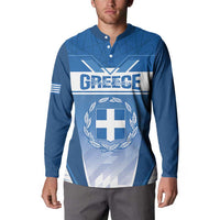 Custom Greece Football Button Sweatshirt Go Ethniki Coat Of Arms Style