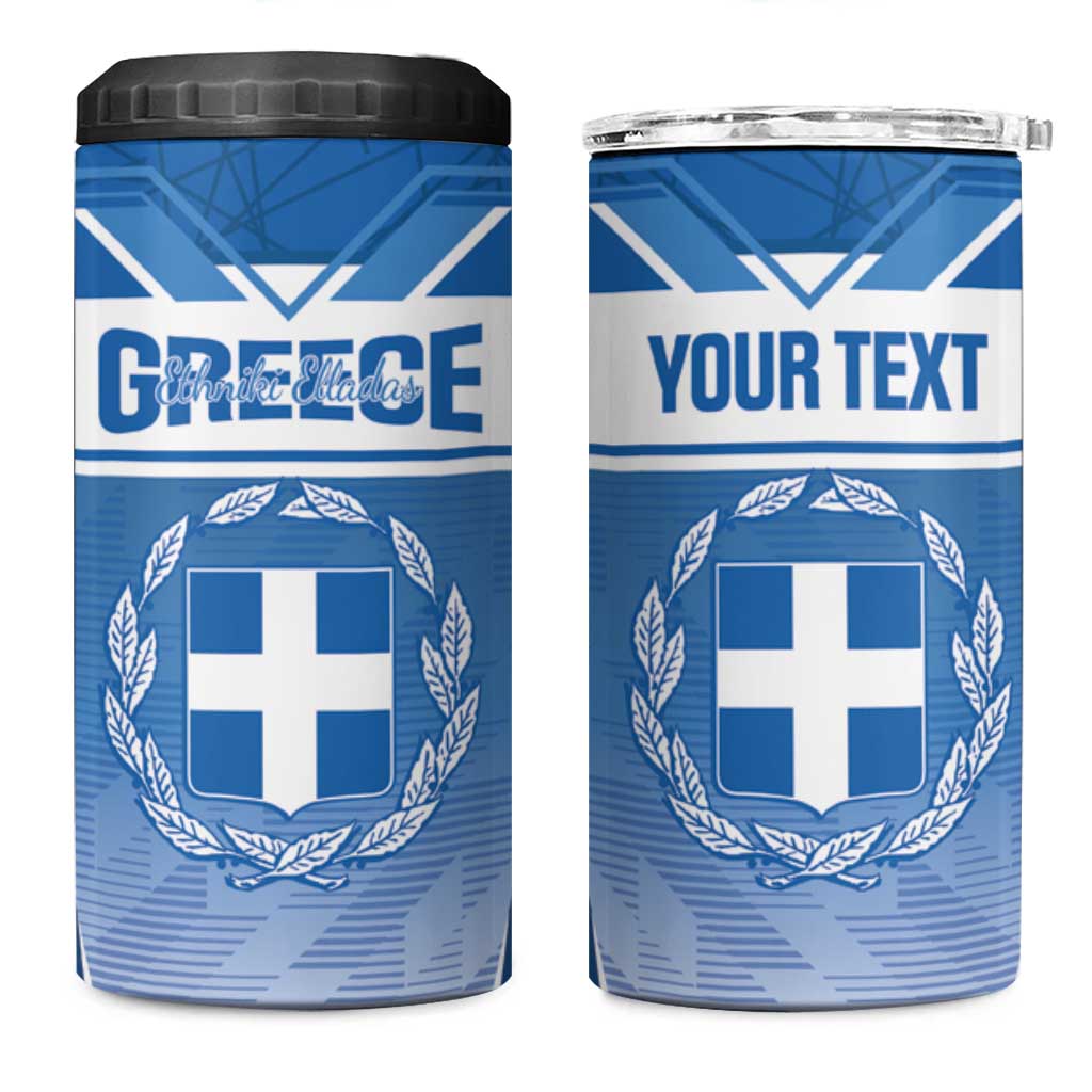 Custom Greece Football 4 in 1 Can Cooler Tumbler Go Ethniki Coat Of Arms Style