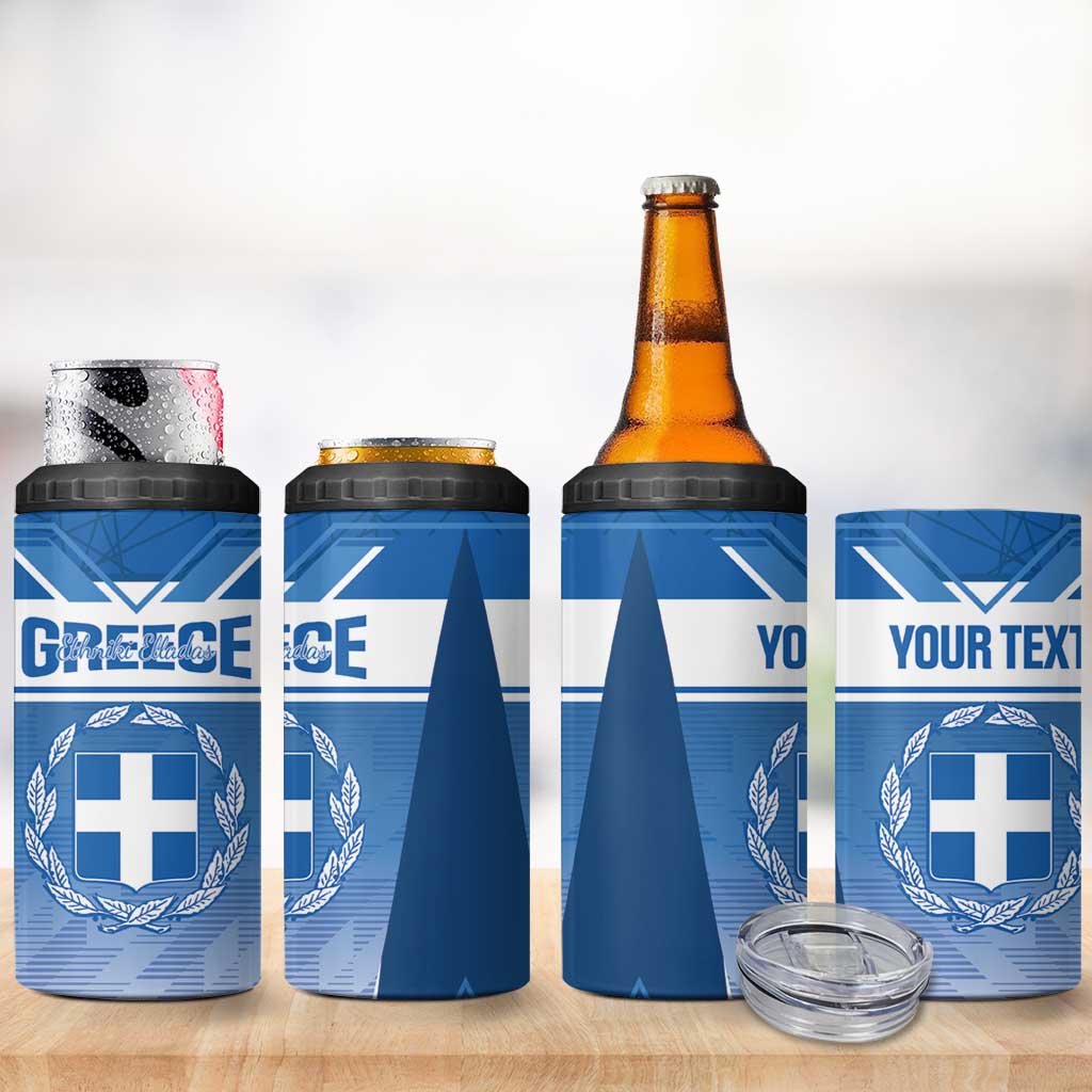 Custom Greece Football 4 in 1 Can Cooler Tumbler Go Ethniki Coat Of Arms Style