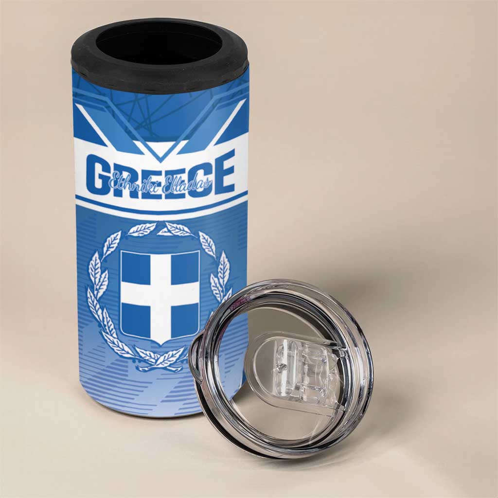 Custom Greece Football 4 in 1 Can Cooler Tumbler Go Ethniki Coat Of Arms Style