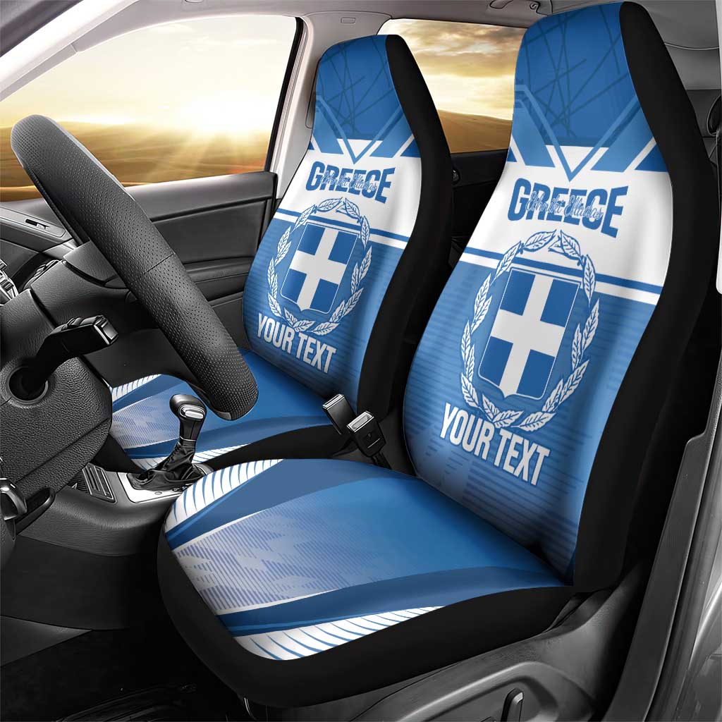 Custom Greece Football Car Seat Cover Go Ethniki Coat Of Arms Style