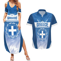 Custom Greece Football Couples Matching Summer Maxi Dress and Hawaiian Shirt Go Ethniki Coat Of Arms Style