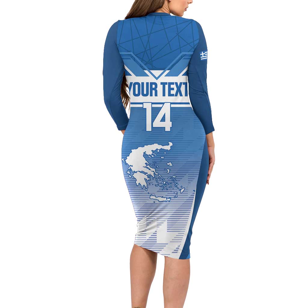 Custom Greece Football Family Matching Long Sleeve Bodycon Dress and Hawaiian Shirt Go Ethniki Coat Of Arms Style