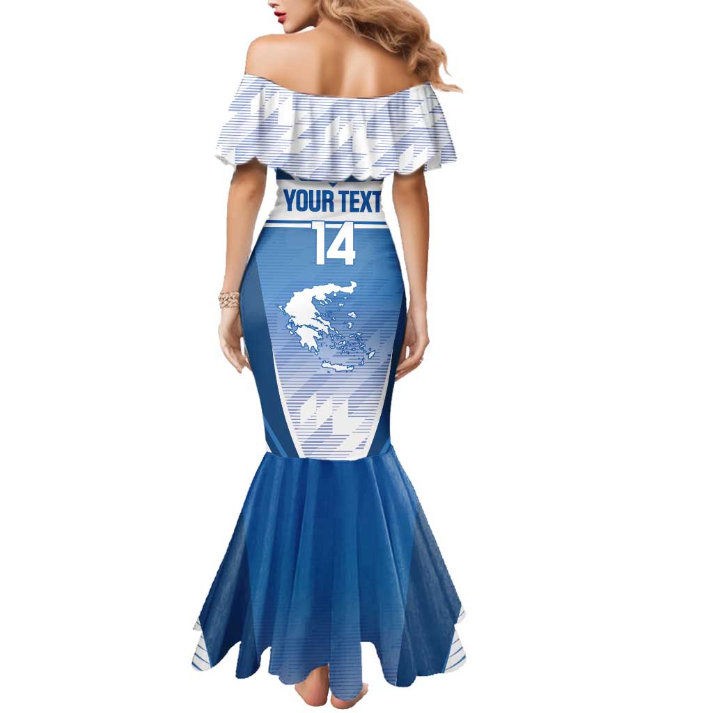 Custom Greece Football Family Matching Mermaid Dress and Hawaiian Shirt Go Ethniki Coat Of Arms Style