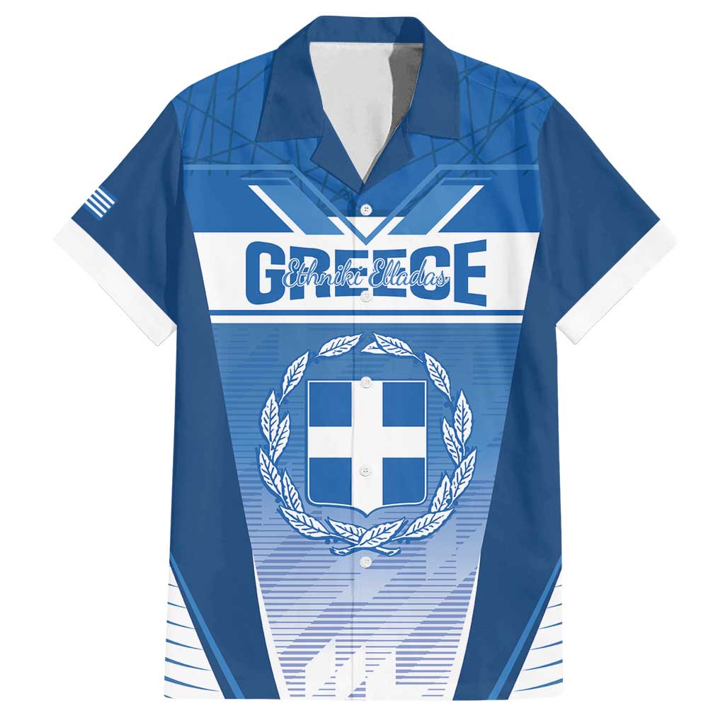Custom Greece Football Family Matching Off Shoulder Maxi Dress and Hawaiian Shirt Go Ethniki Coat Of Arms Style