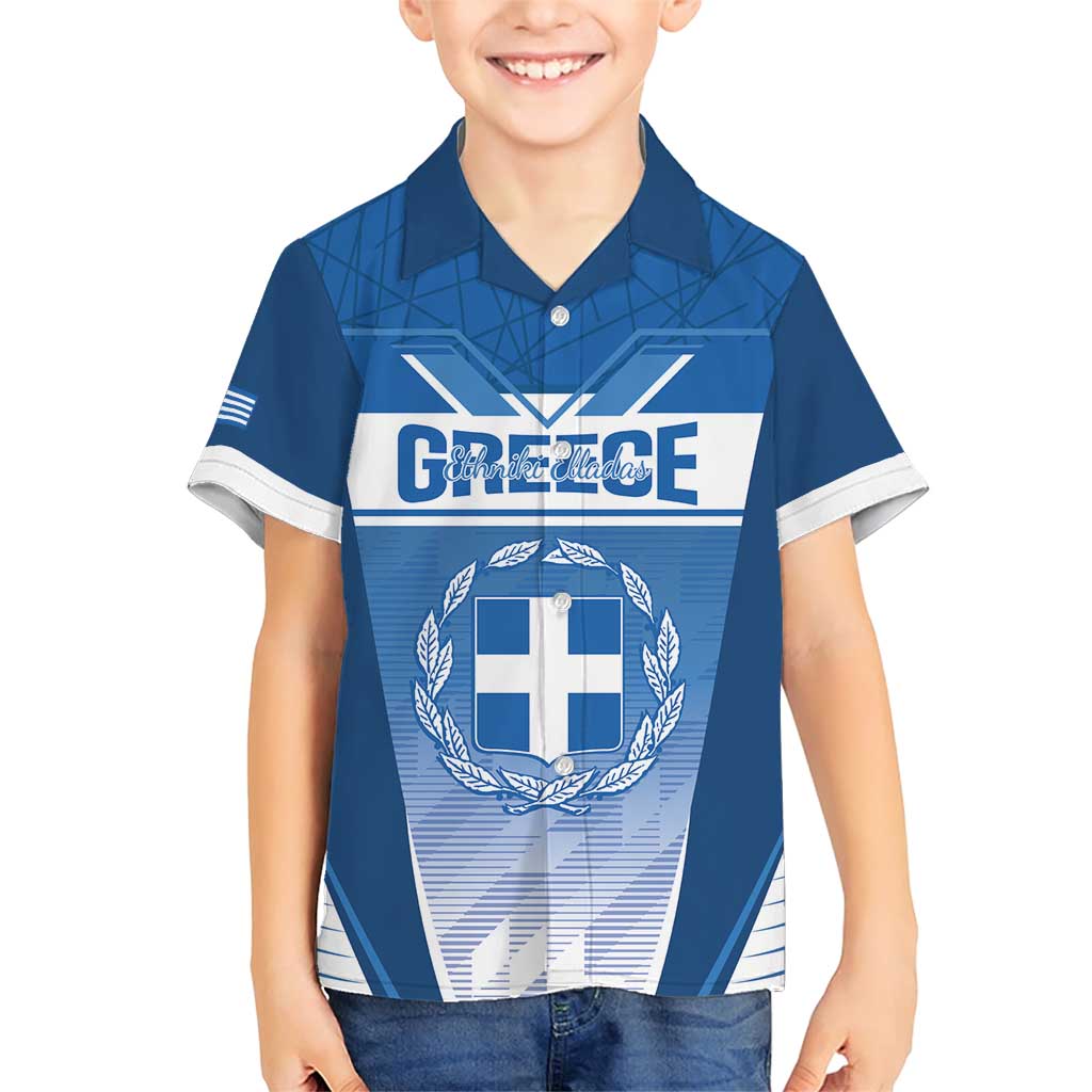 Custom Greece Football Family Matching Short Sleeve Bodycon Dress and Hawaiian Shirt Go Ethniki Coat Of Arms Style