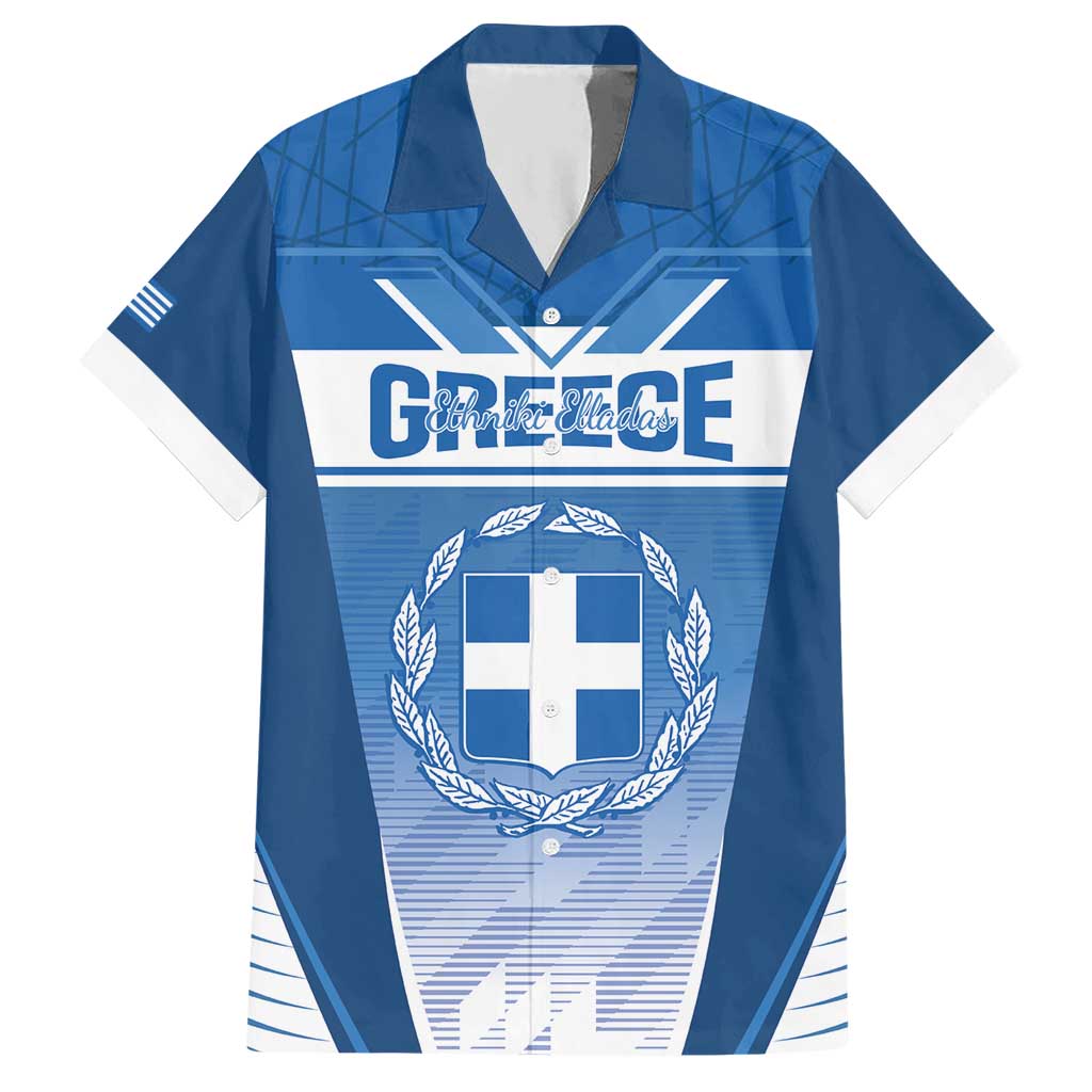 Custom Greece Football Hawaiian Shirt Go Ethniki Coat Of Arms Style