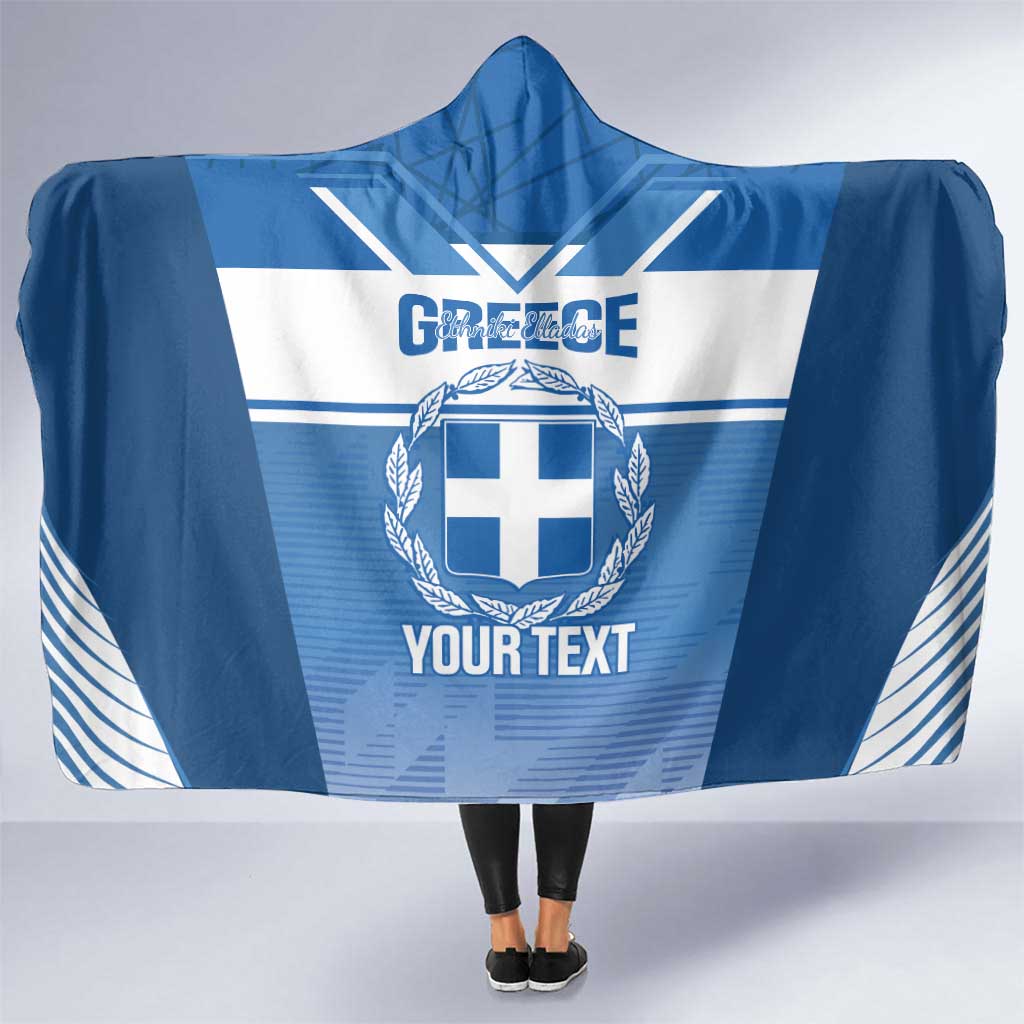 Custom Greece Football Hooded Blanket Go Ethniki Coat Of Arms Style