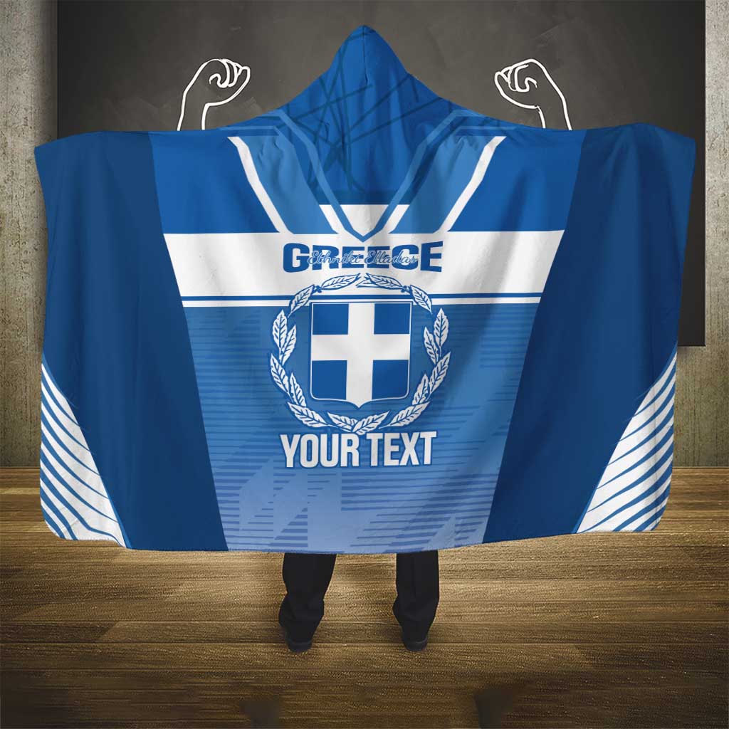 Custom Greece Football Hooded Blanket Go Ethniki Coat Of Arms Style