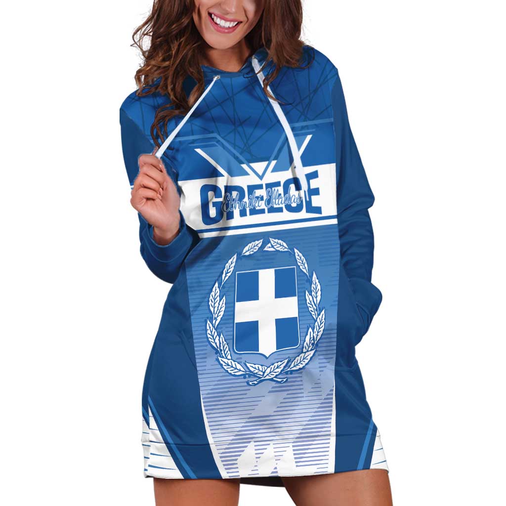 Custom Greece Football Hoodie Dress Go Ethniki Coat Of Arms Style