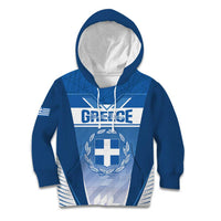 Custom Greece Football Kid Hoodie Go Ethniki Coat Of Arms Style