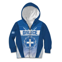 Custom Greece Football Kid Hoodie Go Ethniki Coat Of Arms Style