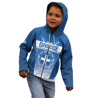 Custom Greece Football Kid Hoodie Go Ethniki Coat Of Arms Style