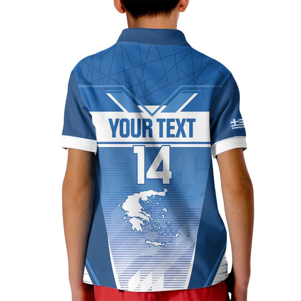 Custom Greece Football Kid Polo Shirt Go Ethniki Coat Of Arms Style
