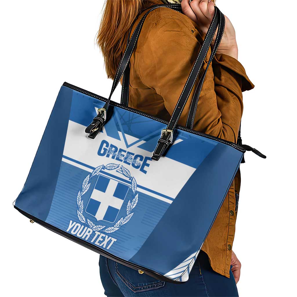 Custom Greece Football Leather Tote Bag Go Ethniki Coat Of Arms Style