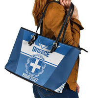 Custom Greece Football Leather Tote Bag Go Ethniki Coat Of Arms Style