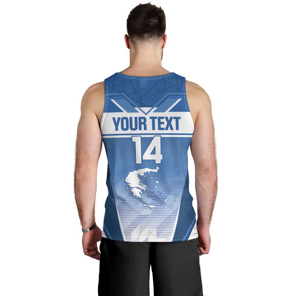 Custom Greece Football Men Tank Top Go Ethniki Coat Of Arms Style