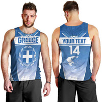 Custom Greece Football Men Tank Top Go Ethniki Coat Of Arms Style