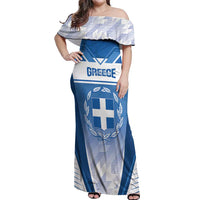 Custom Greece Football Off Shoulder Maxi Dress Go Ethniki Coat Of Arms Style