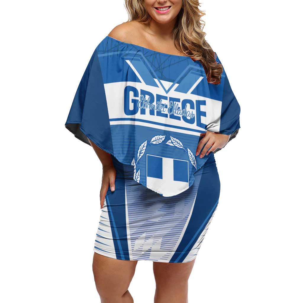 Custom Greece Football Off Shoulder Short Dress Go Ethniki Coat Of Arms Style