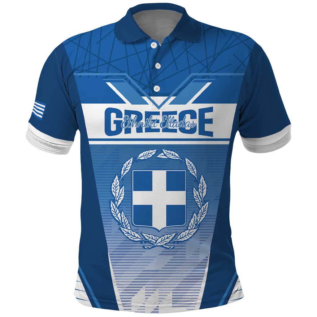 Custom Greece Football Polo Shirt Go Ethniki Coat Of Arms Style