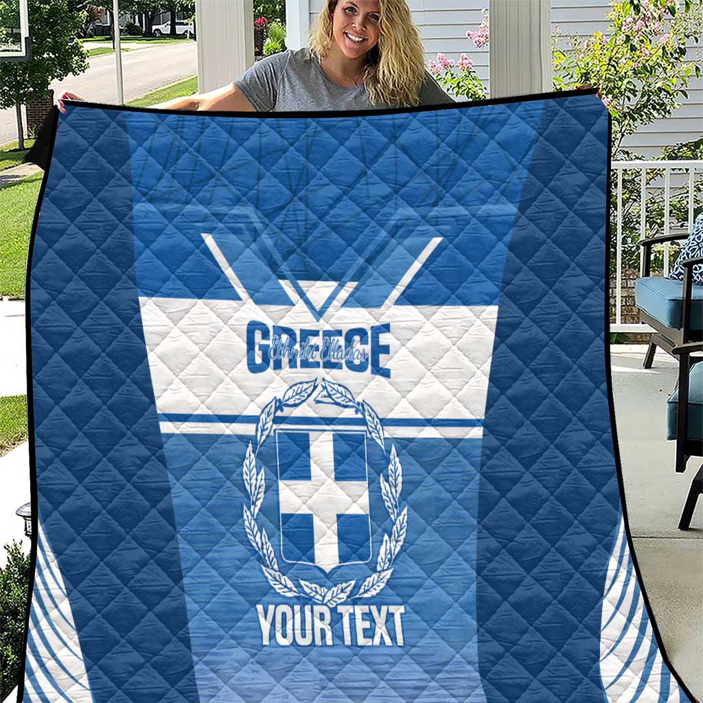 Custom Greece Football Quilt Go Ethniki Coat Of Arms Style