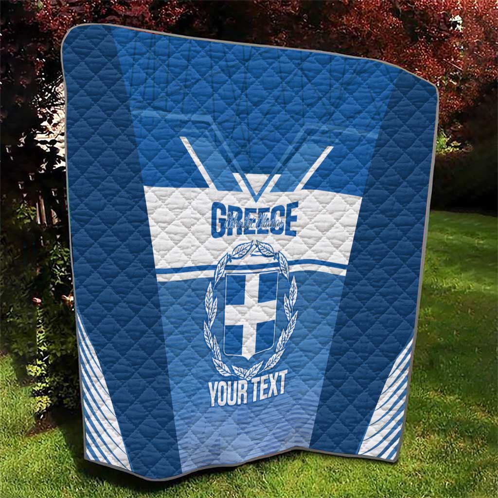Custom Greece Football Quilt Go Ethniki Coat Of Arms Style