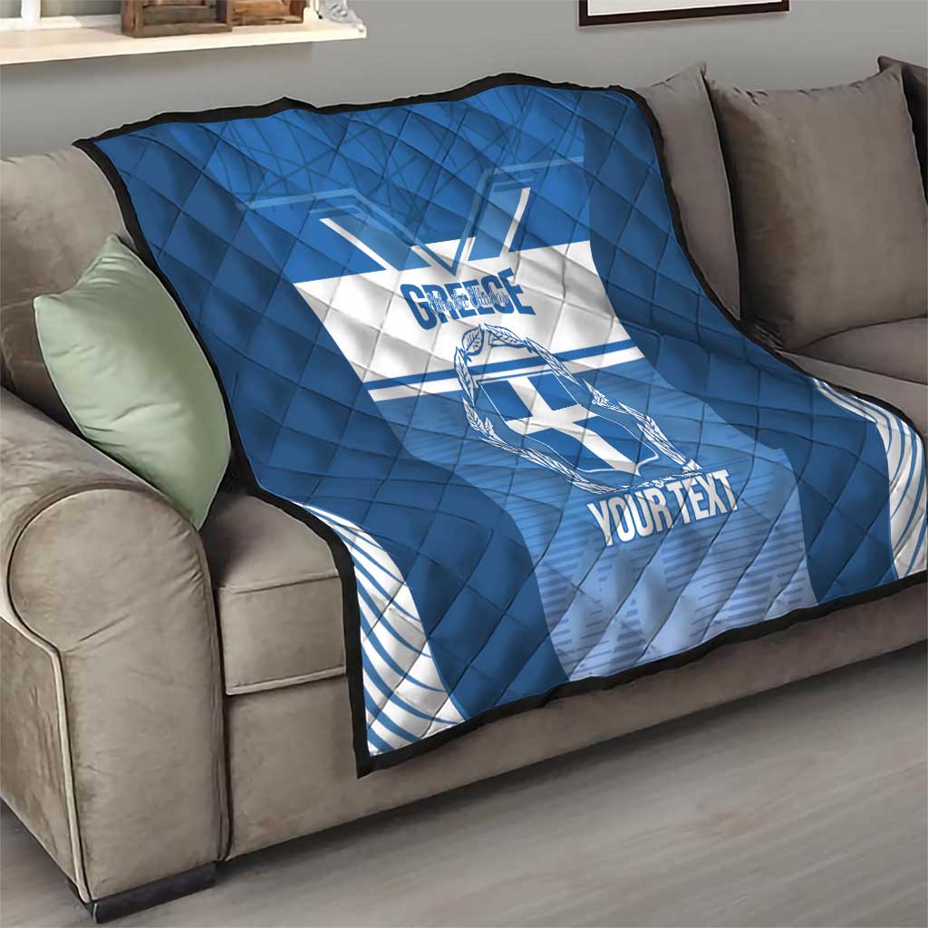 Custom Greece Football Quilt Go Ethniki Coat Of Arms Style