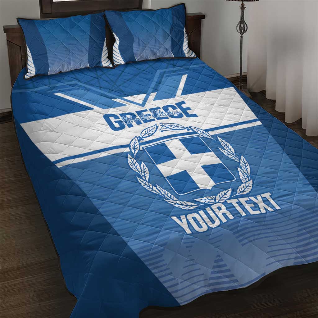 Custom Greece Football Quilt Bed Set Go Ethniki Coat Of Arms Style