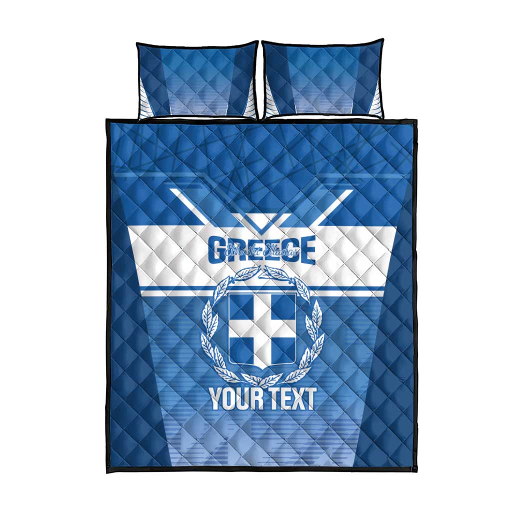Custom Greece Football Quilt Bed Set Go Ethniki Coat Of Arms Style